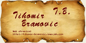 Tihomir Branović vizit kartica